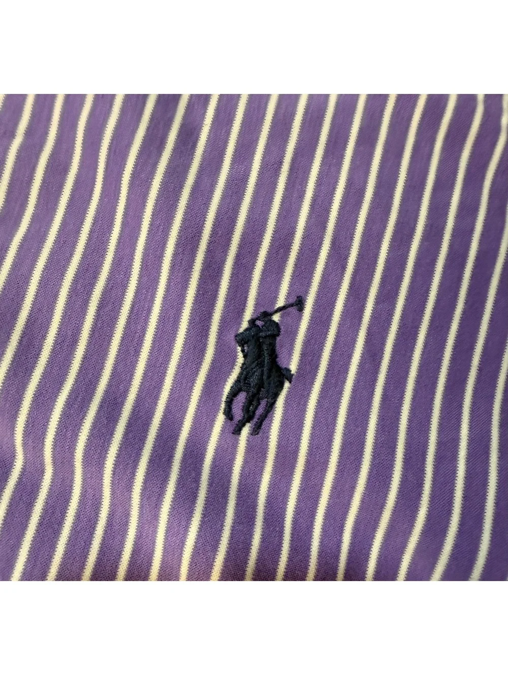 Polo Ralph Lauren Polo Shirt Men’s XL Purple White Striped Cotton Pony Logo
